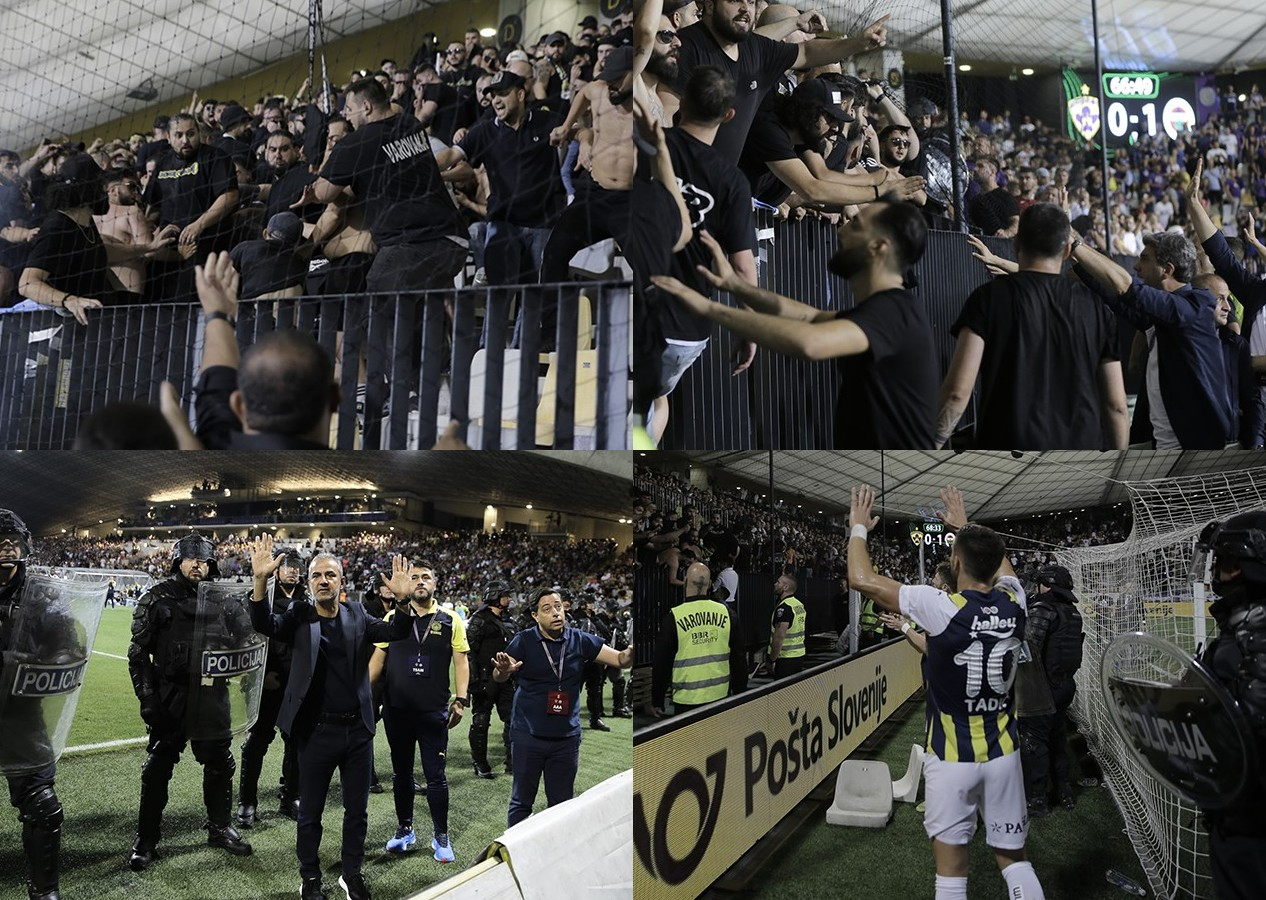 Maribor - Fenerbahçe maçında ortalık karıştı! Mücadele 32 dakika durdu...