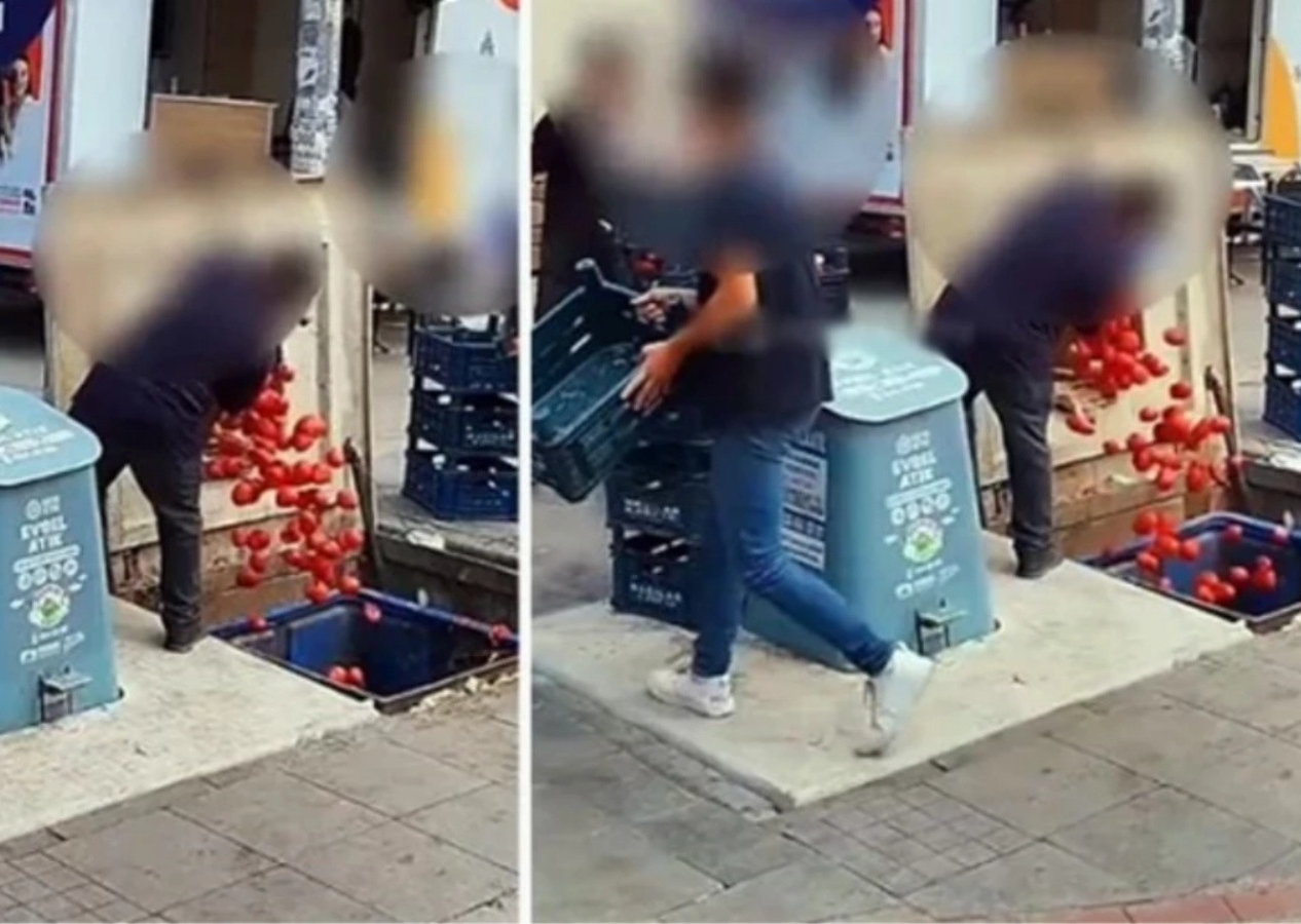 Sosyal medyada gündem olmuştu... Kasa kasa domatesleri çöpe atan zincir markete para cezası!