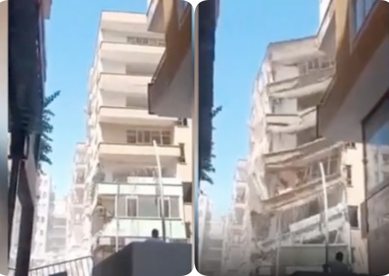 Şanlıurfa'da hasarlı bina ıslık sesiyle yıkıldı