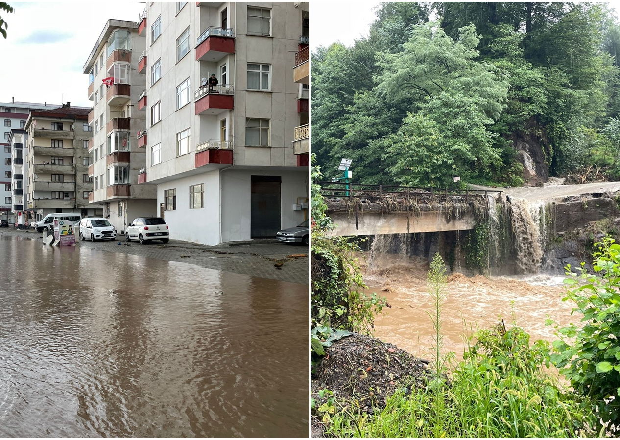 Rize'de şiddetli yağış ve heyelan! 8 ev boşaltıldı