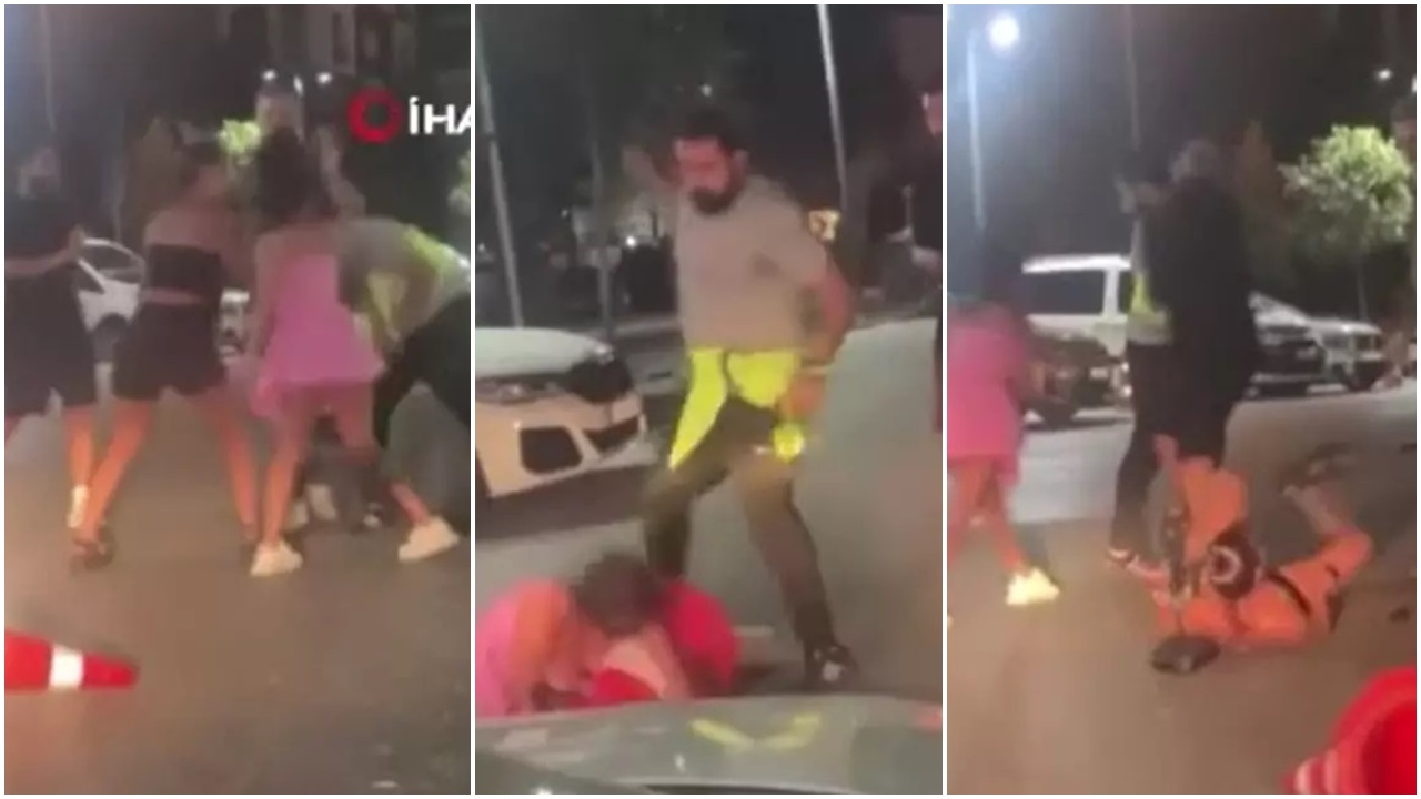Tekmeler, yumruklar, dubalar havada uçuştu! Eğlence mekanı çıkışında çalışanlar ile kadınlar arasında kavga çıktı