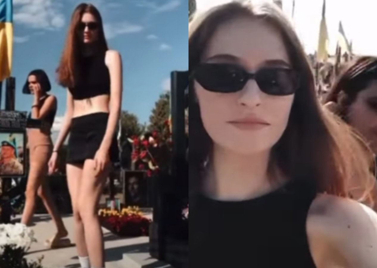 Hapse girebilirler! Savaşta ölen asker babalarının mezarı başında dans edip twerk yaptılar