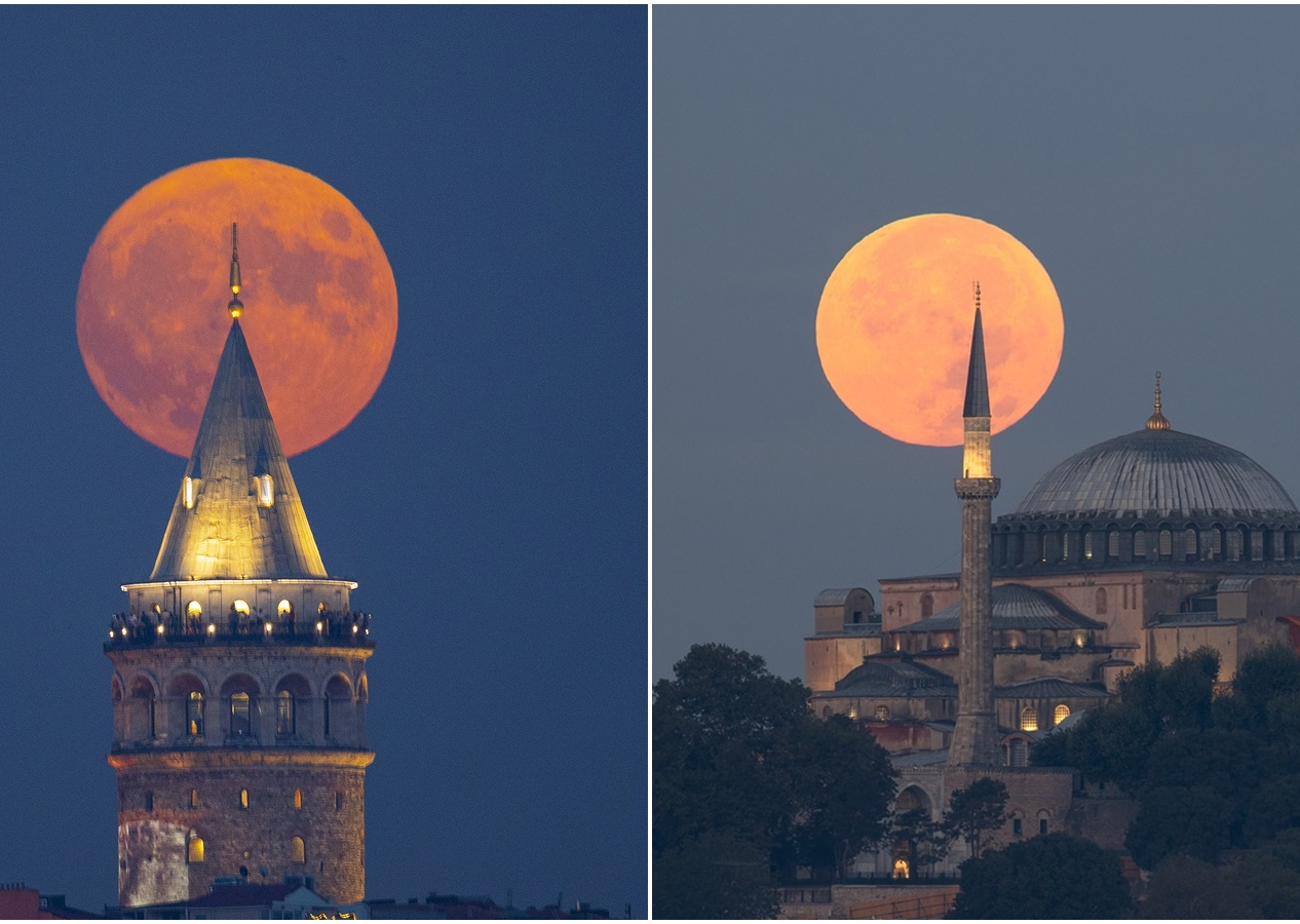 İstanbul'da Süper Ay manzaraları! Gören bir daha baktı
