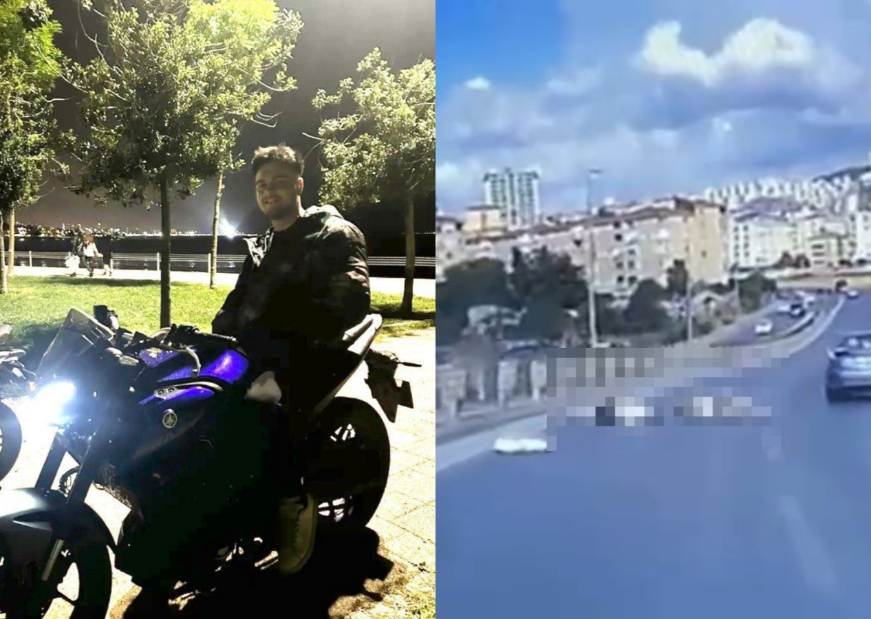 Henüz 22 yaşındaydı: Bariyerlere çarpan motosiklet sürücüsünün son anları araç kamerasına yansıdı