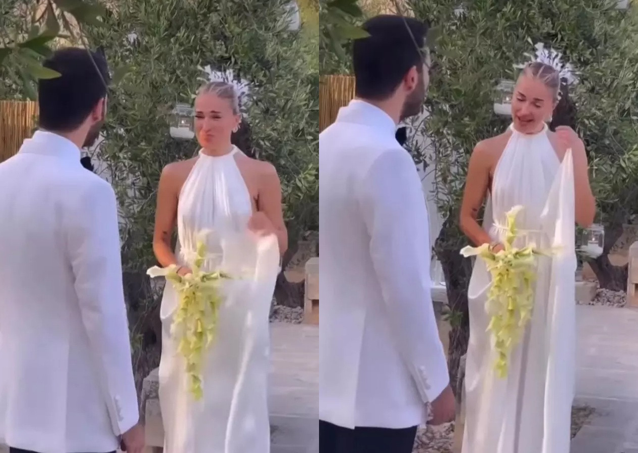 Burcu Esmersoy ve Nazım Akmandil düğününe damga vuran anlar! Birbirlerini görür görmez ağladılar...