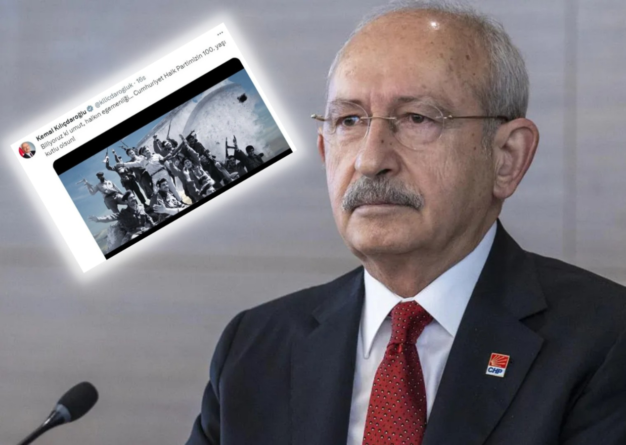 CHP kafasını kuma gömdü: Kemal Kılıçdaroğlu'nun paylaştığı ve EOKA'lı teröristlerin yer aldığı skandal görüntü hala kaldırılmadı!