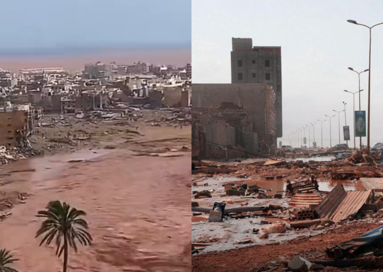 Libya'daki sel felaketinin boyutunu gösteren korkunç görüntüler! Kıyamet filmleri gibi...