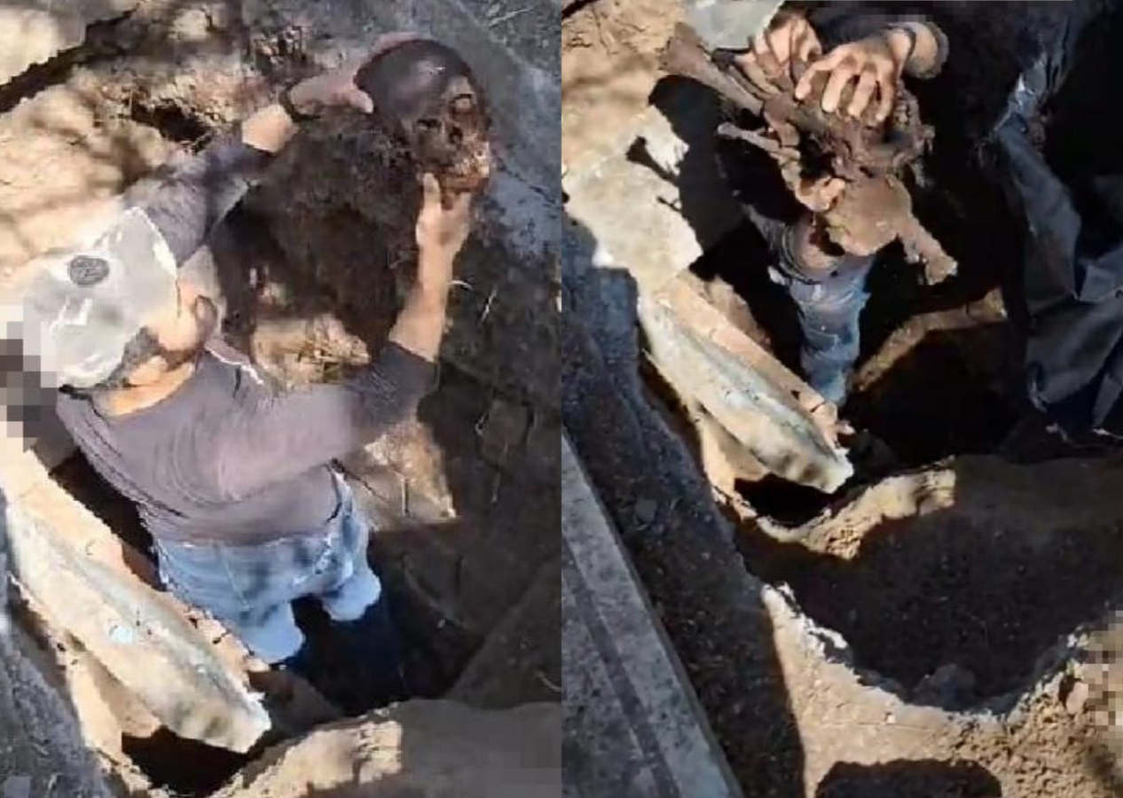 Mezar açma işlemi yapan görevli çıkardığı kemikleri ve kafatasını fırlatıp alay etti! Üstüne bir de TikTok'ta paylaştı...
