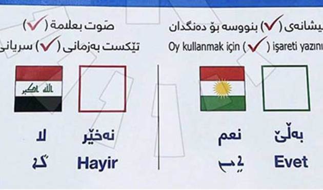 Barzani geri adım atmıyor! IKBY referandum için 3 dilli pusula bastırdı...
