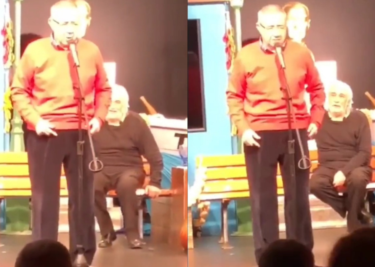 Müjdat Gezen tiyatrosunda Cumhurbaşkanı Erdoğan'ı hedef alan iğrenç sahne oyunu!