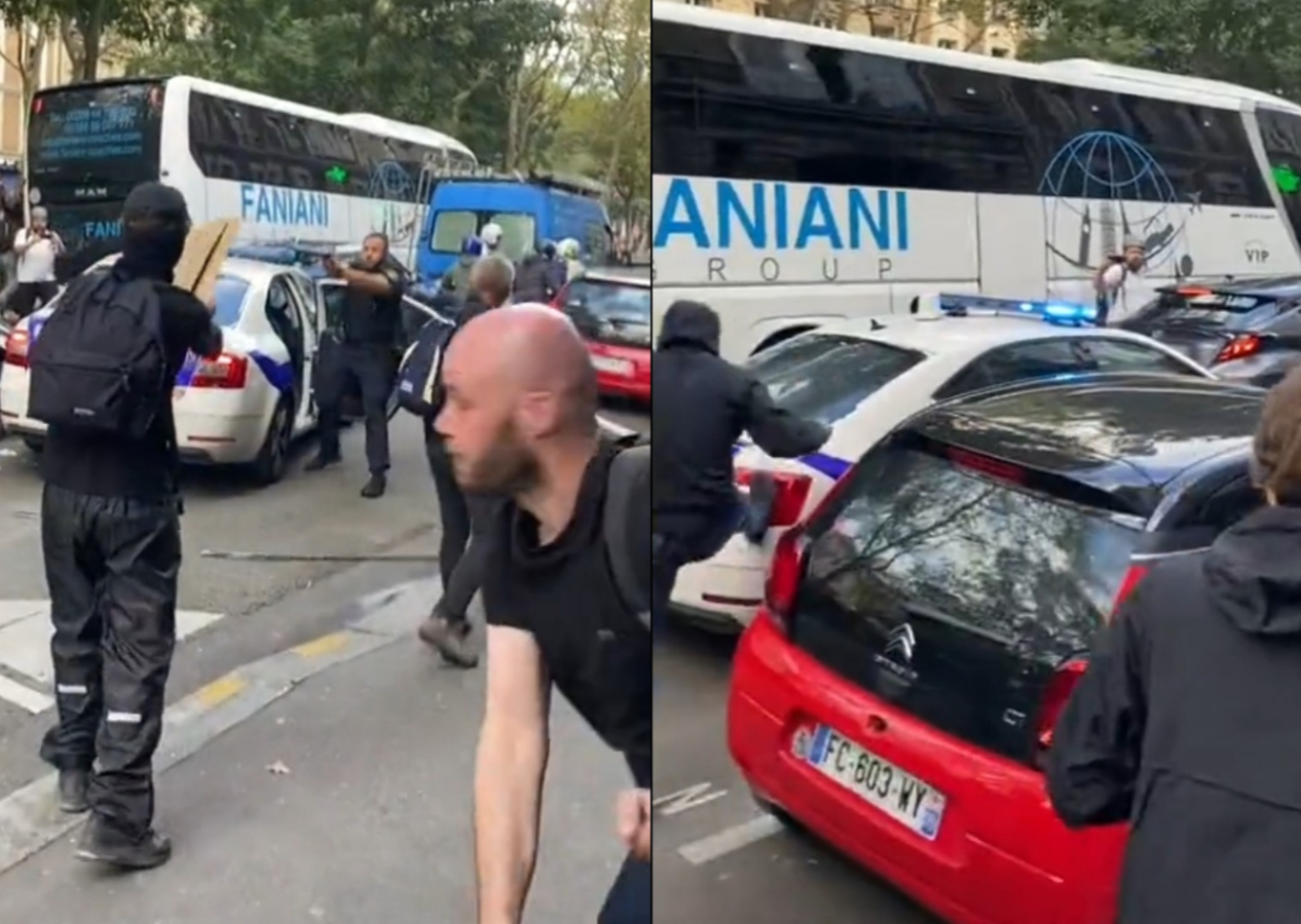 Fransa sokakları yine savaş alanı: Eylemciler polis aracına saldırdı, polis kalabalığa silah çekti
