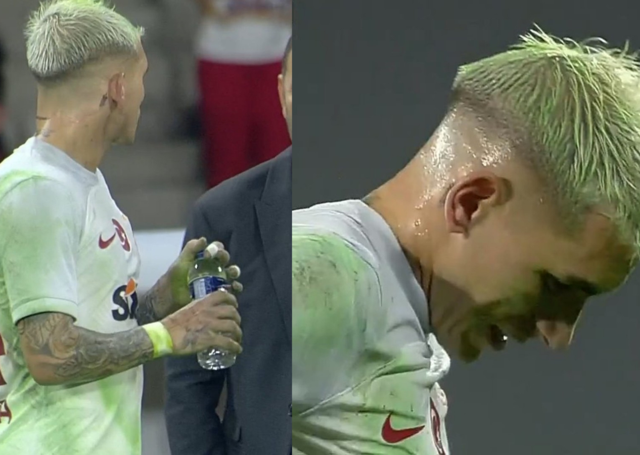 Olimpiyat Stadı'nda boya şaşkınlığı! Futbolcular 'Hulk' gibi yemyeşil oldu...