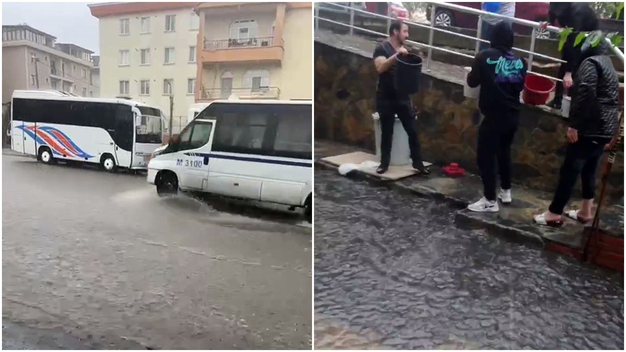 Meteoroloji sarı kodla uyarmıştı! İstanbul'da şiddetli yağış: Cadde ve sokaklar göle döndü