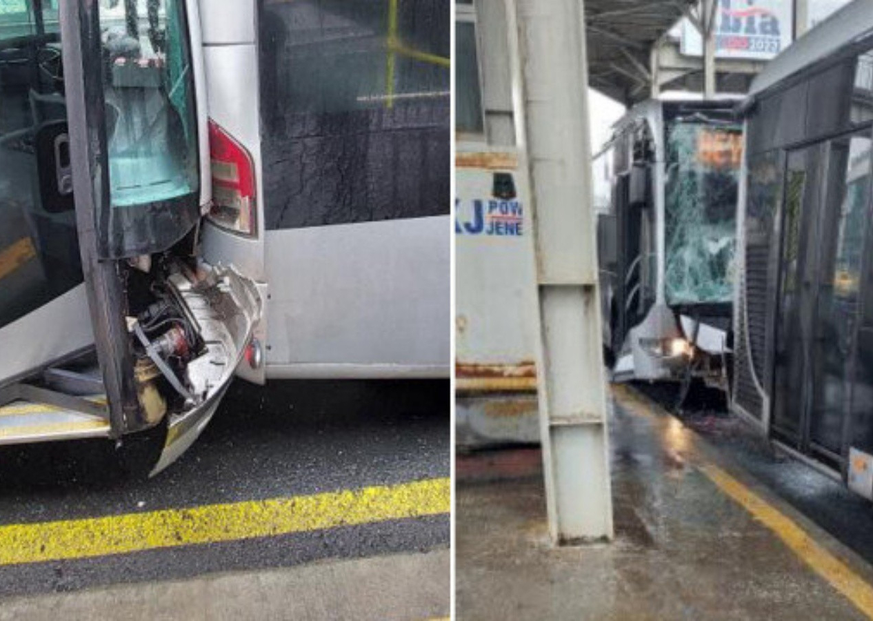 Küçükçekmece'de iki metrobüs çarpıştı! 4 kişi yaralandı...