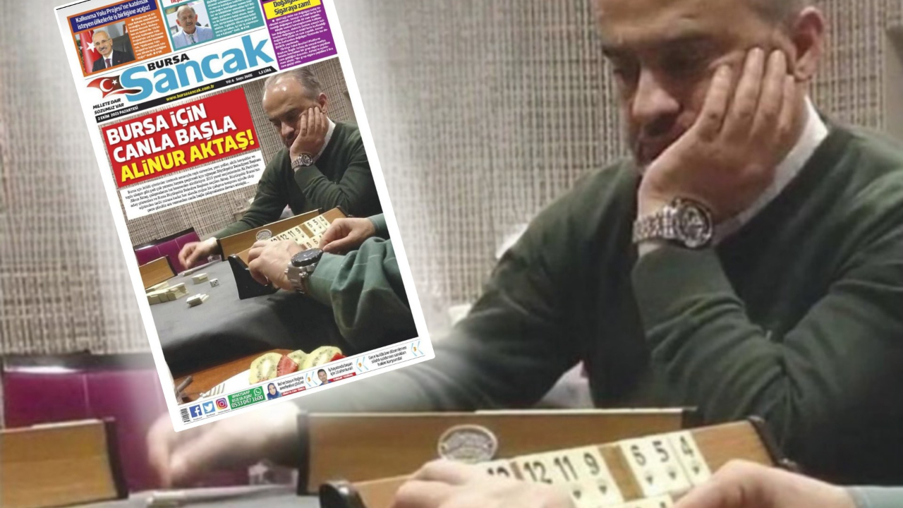 Okey fotoğrafı manşette… Bursa’da yayın yapan Bursa Sancak gazetesinin Belediye Başkanı Ali Nur Aktaş için attığı imalı başlık olay oldu