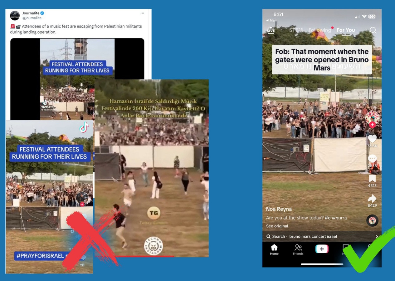 "Festivalde canlarını kurtarmak için koşuşan İsrailliler" videosunun altından bakın ne çıktı!