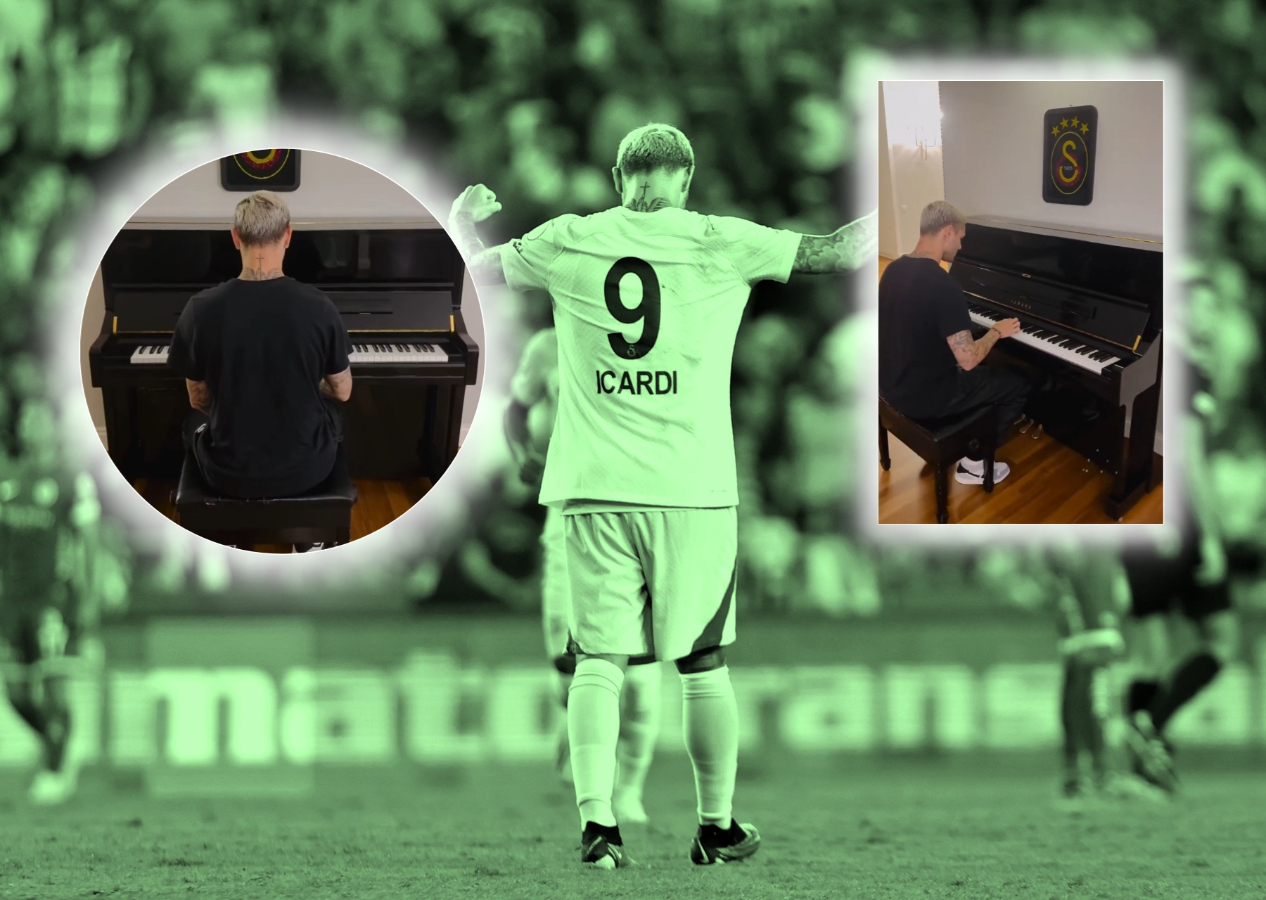 Pratik yapıyordu: Icardi piyanonun başına geçti: "Aşkın Olayım" çaldı! Simge'den tebrik geldi...