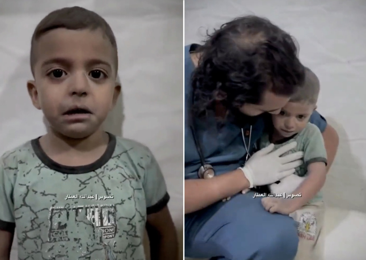 İsrail zulmü küçücük çocuğun gözlerinde... Korkudan titreyen çocuğu, doktor sakinleştirmeye çalıştı