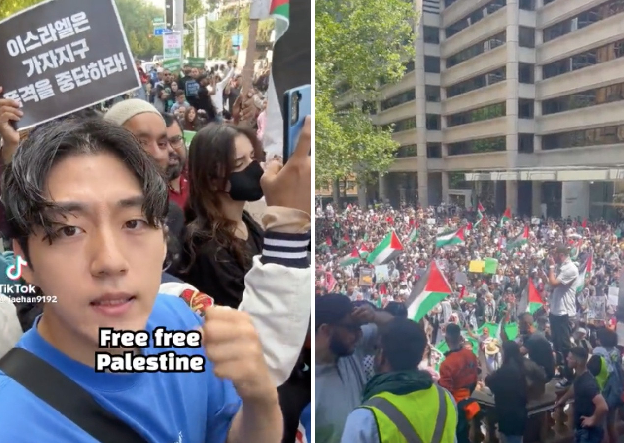 Güney Kore ve Avustralya'da binlerce kişi İsrail'i protesto etti!