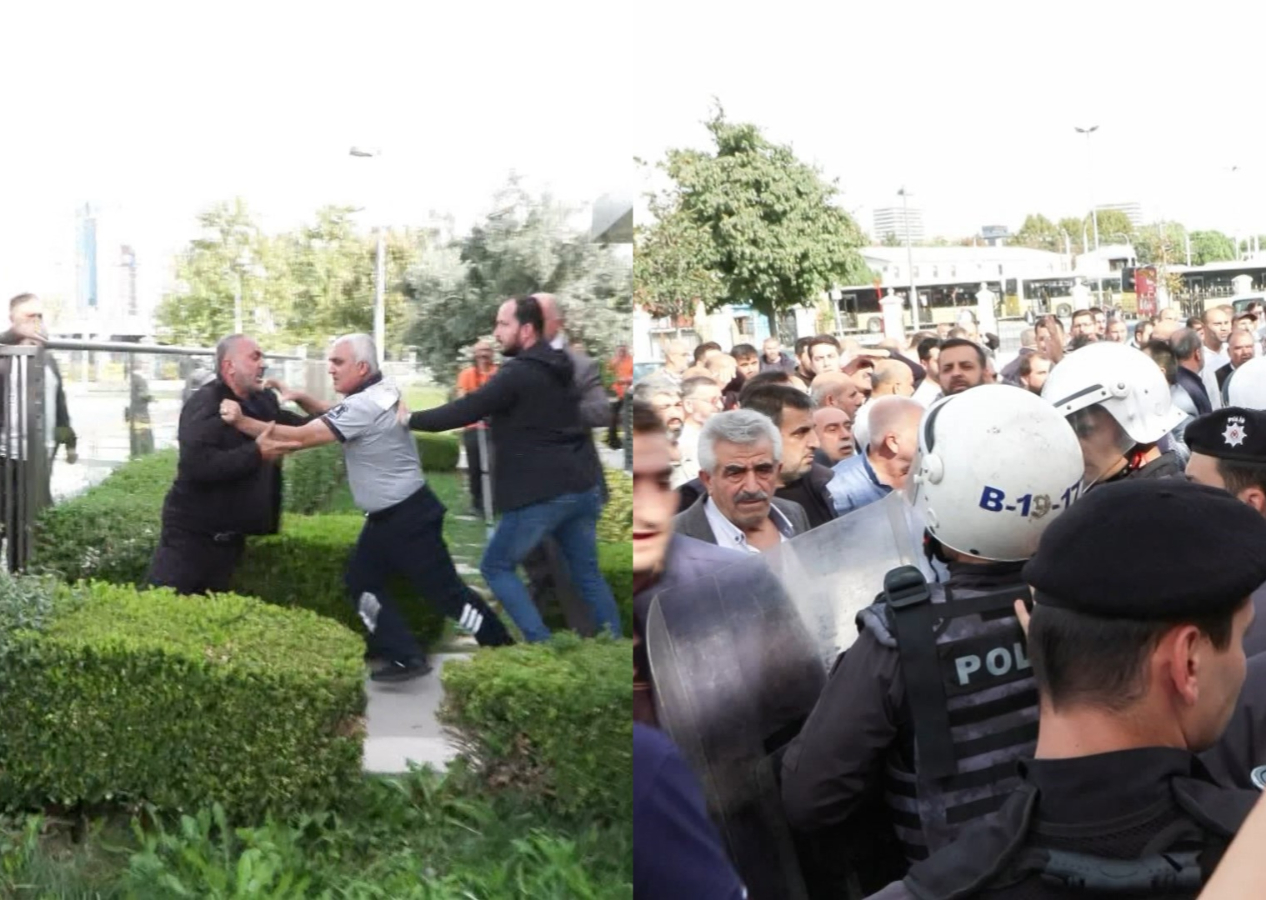 Taksiciler, UKOME toplantısını basmaya çalıştı! Çevik kuvvet zor engel oldu...