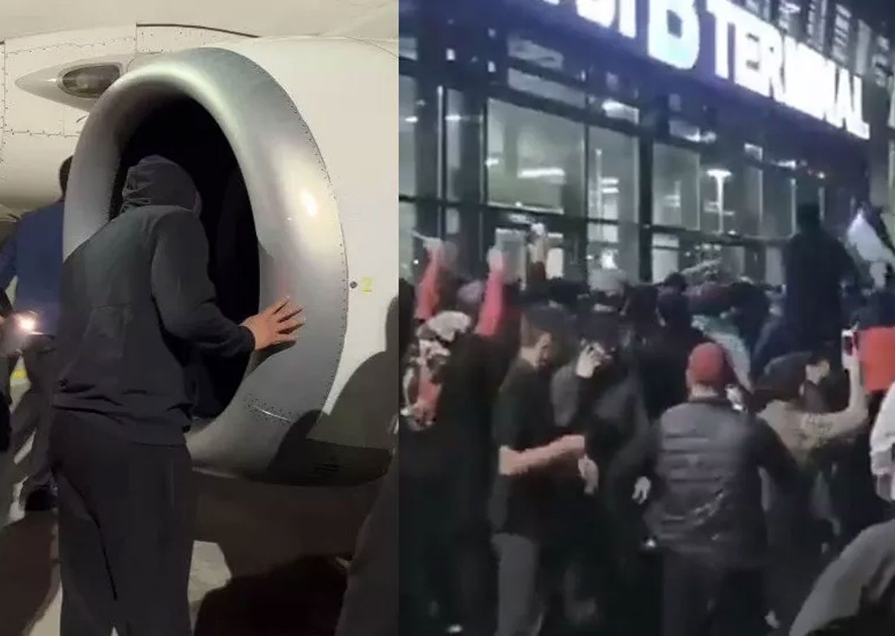 Dağıstan'da İsraillilerin geldiğini öğrenen yüzlerce kişi uçağı bastı!