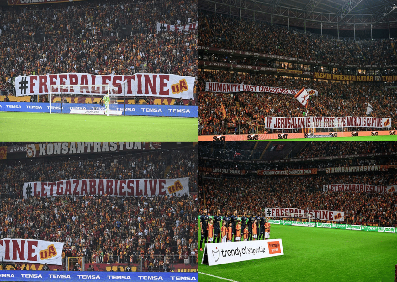 Galatasaraylı taraftarlardan İsrail tepki, Filistin'e anlamlı destek!