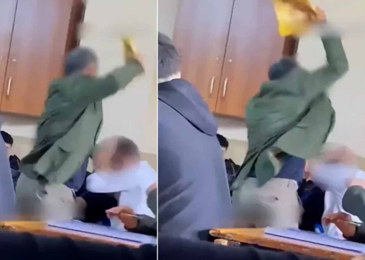 Öğrencisini acımasızca döven öğretmeni hastanelik ettiler! Öğrencinin yakınları dövdü...