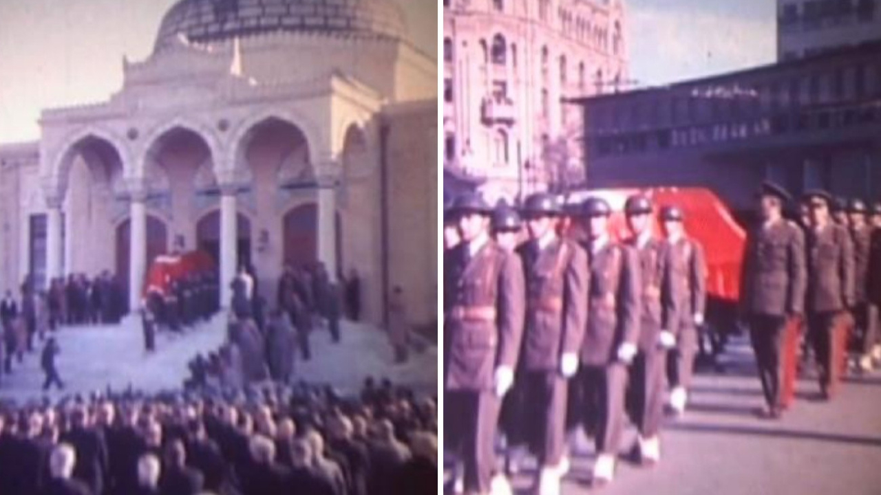Renkli görüntüleri ortaya çıktı! Atatürk'ün naaşı Anıtkabir'e işte böyle nakledildi...
