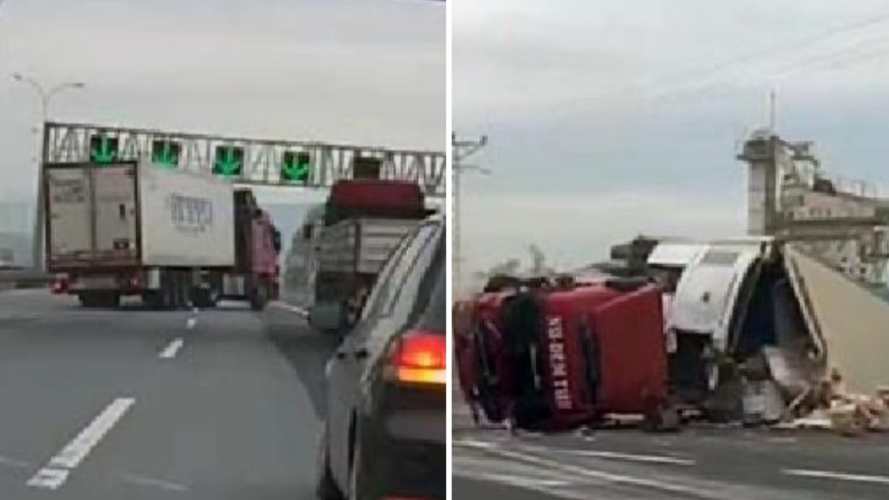 TEM'de zincirleme kaza! Saniye saniye araç kamerasında...