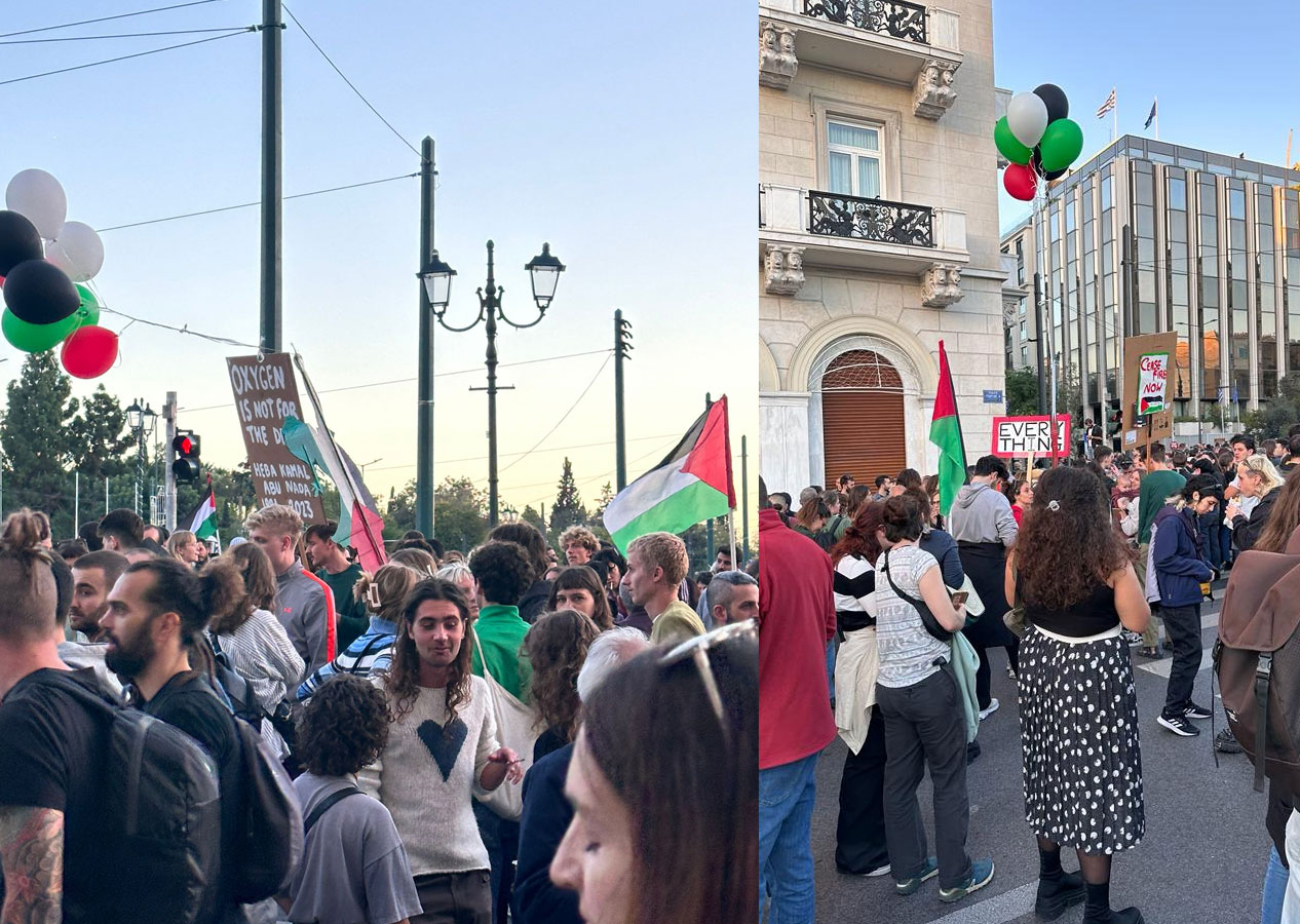 Komşuda büyük İsrail protestosu! Yunanistan'da kendi günlerini Filistin'e adadılar!