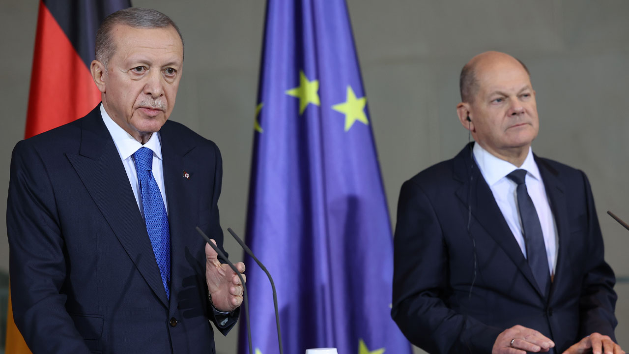 Cumhurbaşkanı Erdoğan ve Scholz açıklamalarda bulundu!  Erdoğan sert çıktı: 'İsrail'e borcu olanlar rahat konuşamıyor'