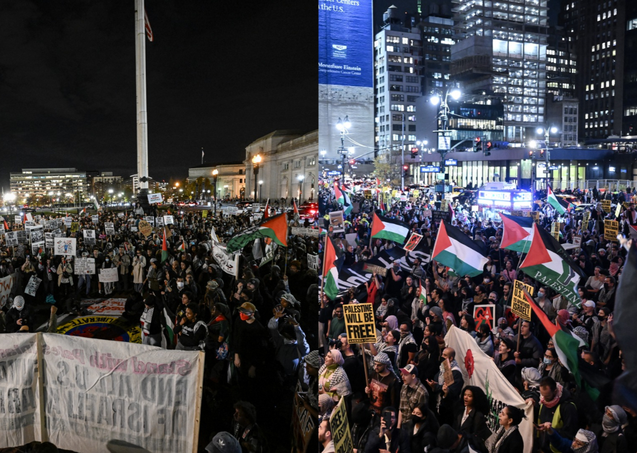 ABD'de binlerce insan Filistin için yürüdü! Washington ve New York'ta İsrail'in Gazze'ye saldırıları protesto edildi