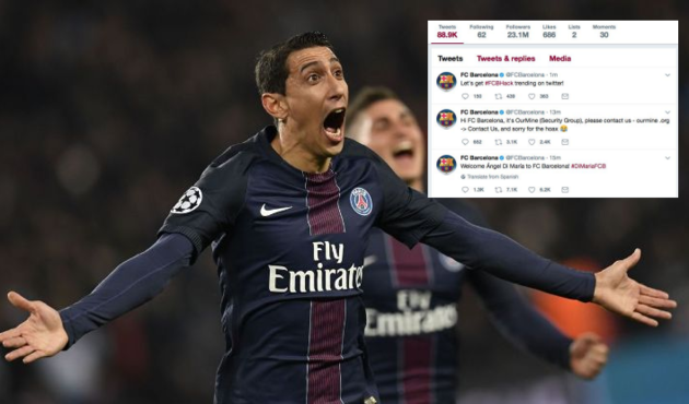 Barcelona 'Hoşgeldin Di Maria' mesajı paylaştı