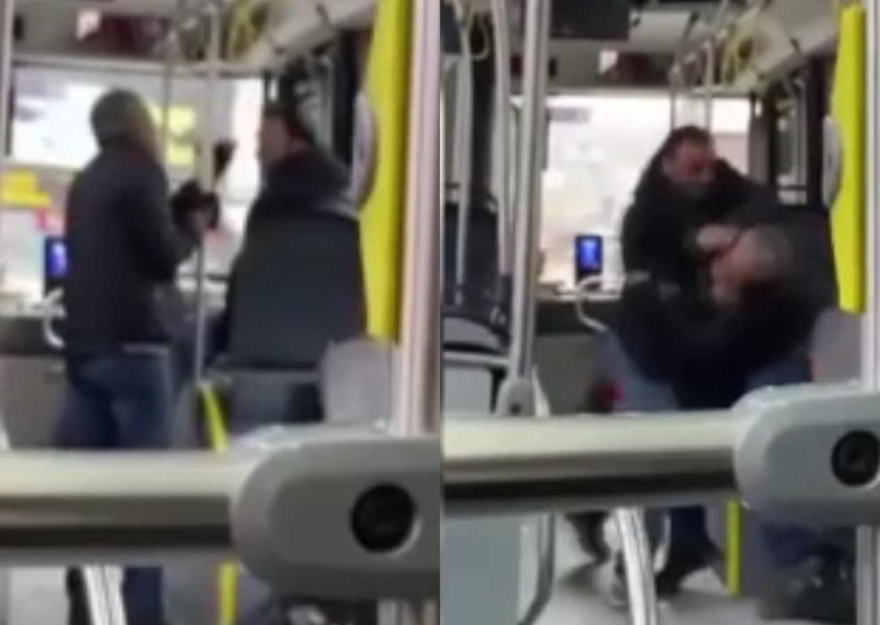 Otobüsteki tartışma kanla bitti: Bıçaklı saldırı anları anbean görüntülendi