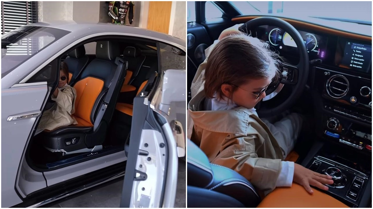 Kenan Sofuoğlu'nun minik oğlu Zayn, bu kez de Rolls-Royce kullandı