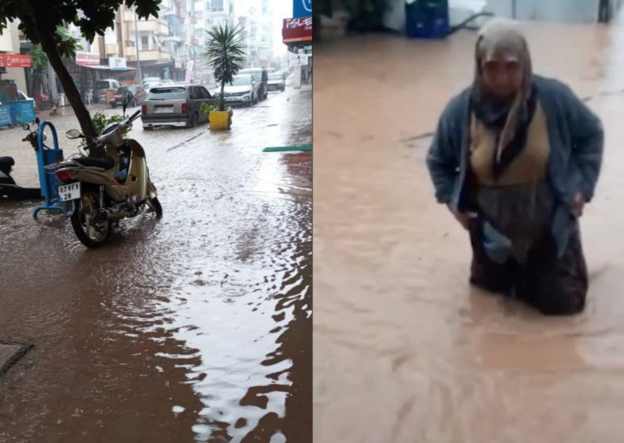 Antalya'da sağanak yağmur: Caddeler su altında kaldı
