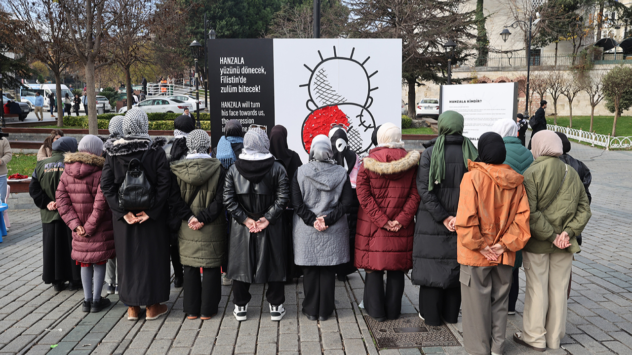 İstanbul'da Filistin'e destek eylemi: "Hanzala Yüzünü Dönecek Filistin'de Zulüm Bitecek"