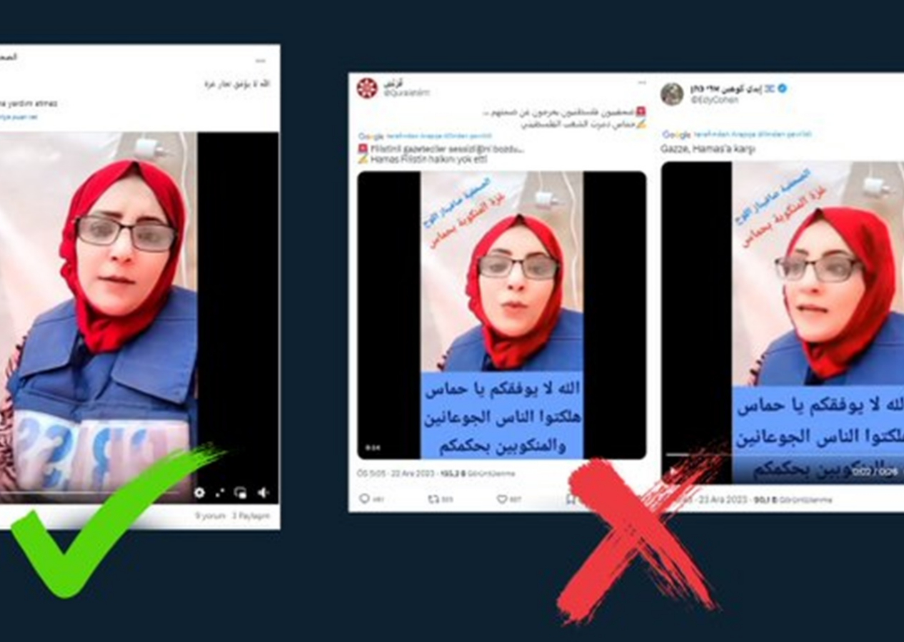 Dezenformasyonla Mücadele Merkezi, İsrail propaganda hesaplarının ''Filistinli gazeteciler Hamas'ın Gazze'yi yok ettiğini söyledi'' iddiasını yalanladı