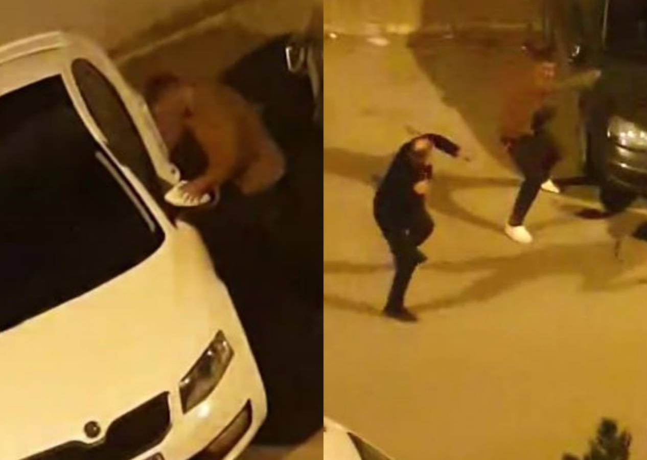 Araçlara zarar veren şahsı kırdığı silecekle sokak ortasında dövdüler