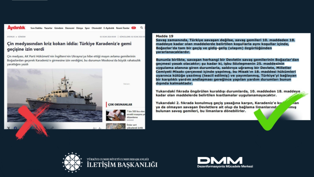 DMM'den "Türkiye Karadeniz'e gemi geçişlerine izin verdi" iddiasına yalanlama
