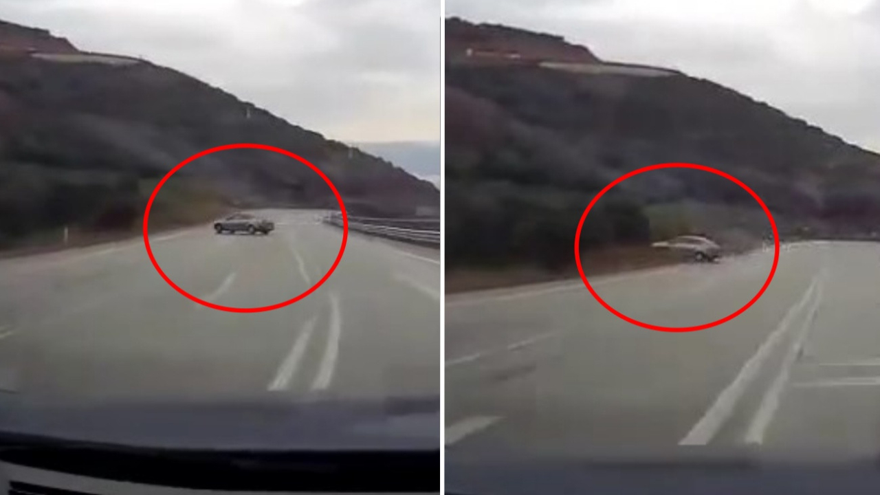 Bursa'da virajı alamayan otomobil tarlaya uçtu! O anlar kamerada...