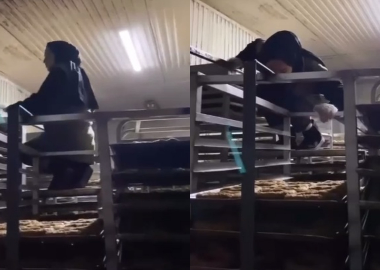 Bunun adı da gıda terörü: Fırında çizmeleriyle rafların üzerinde gezdi