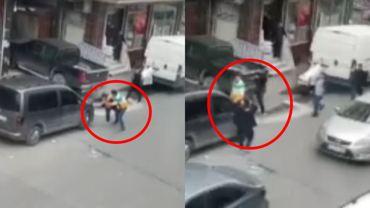 Kadını darp eden adama mahalle gençlerinden meydan dayağı! Uçan tekmeyle geldiler...