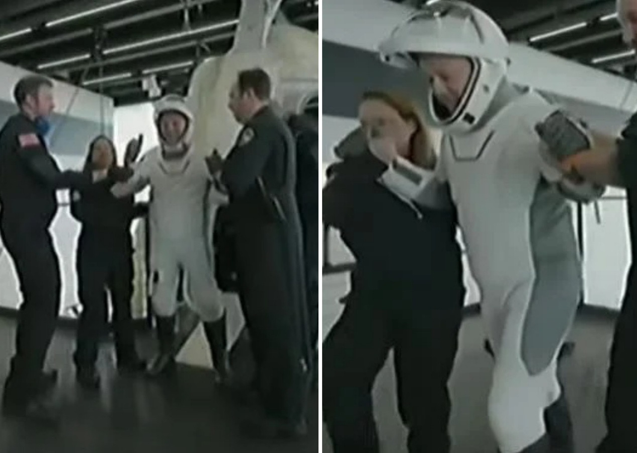 İlk Türk astronot Alper Gezeravcı'nın Dragon kapsülünden çıkış anı! Dünya'ya böyle ayak bastı...