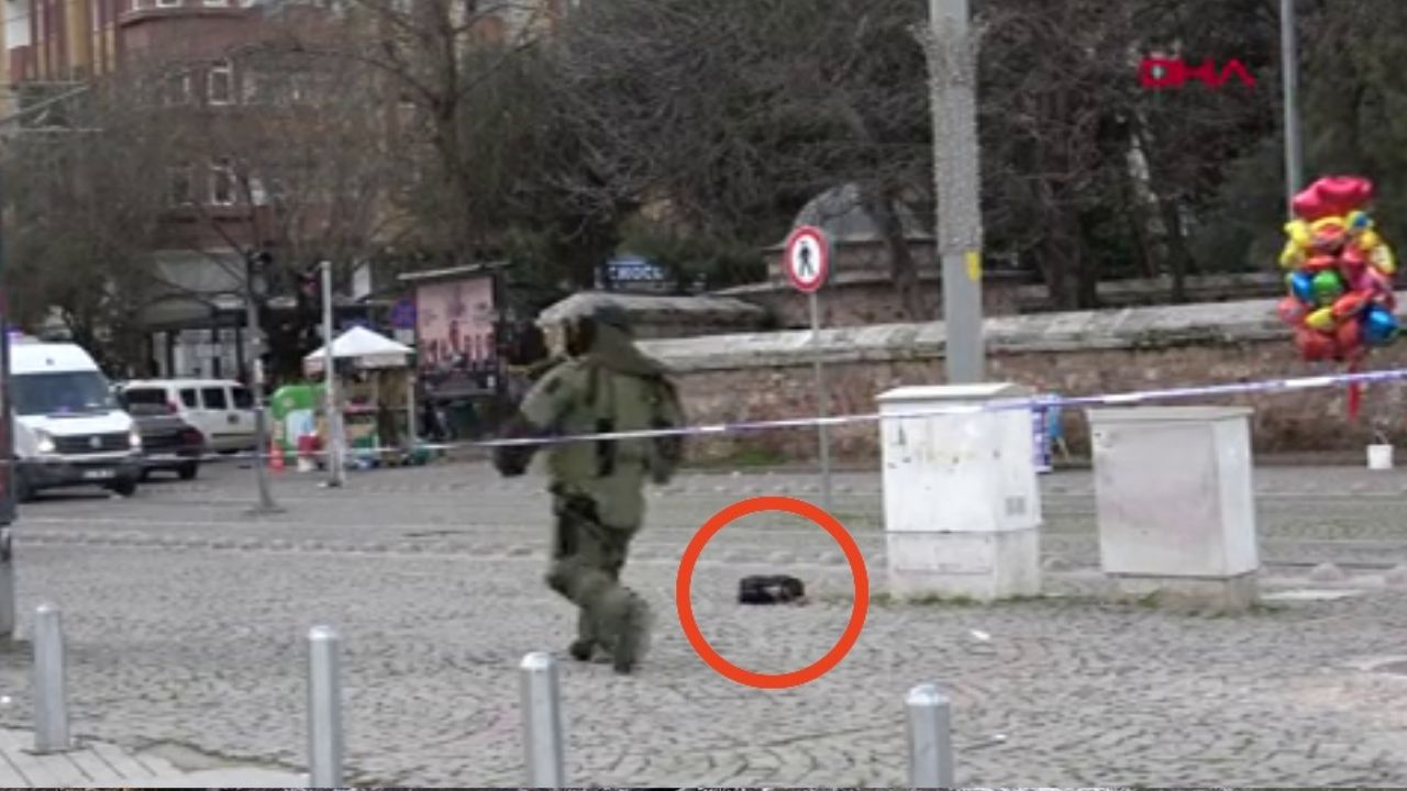 Kocaeli'de tramvay yolu kenarındaki çanta fünye ile patlatıldı