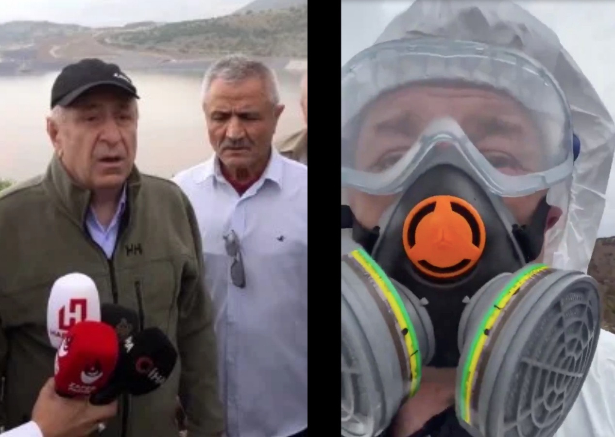 Ümit Özdağ'ın provokasyonuna izin verilmedi! Gaz maskesi takarak maden sahasına gitti...