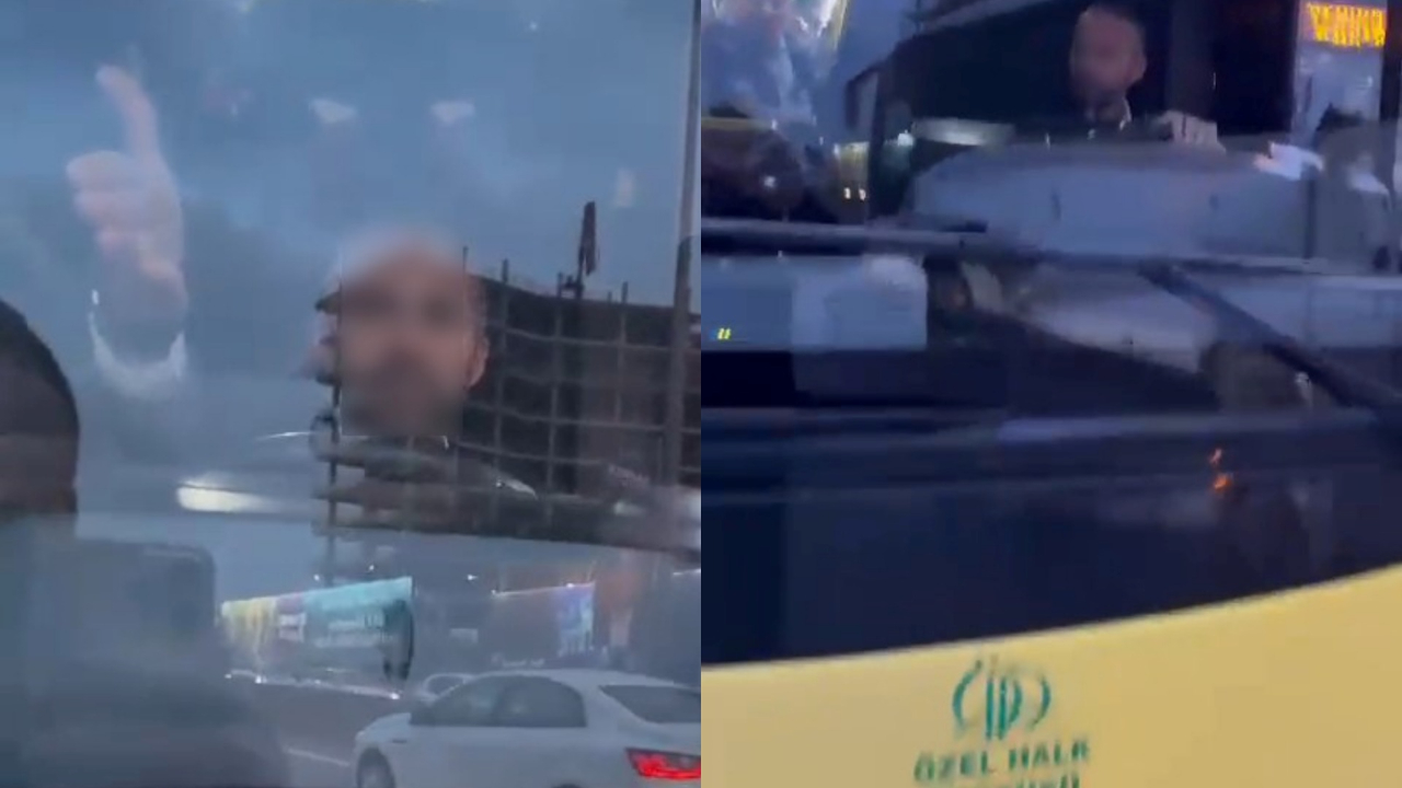 Kadıköy'de bir araca çarpıp kaçmak isteyen İETT otobüsü sürücüyü ezmeye çalıştı!