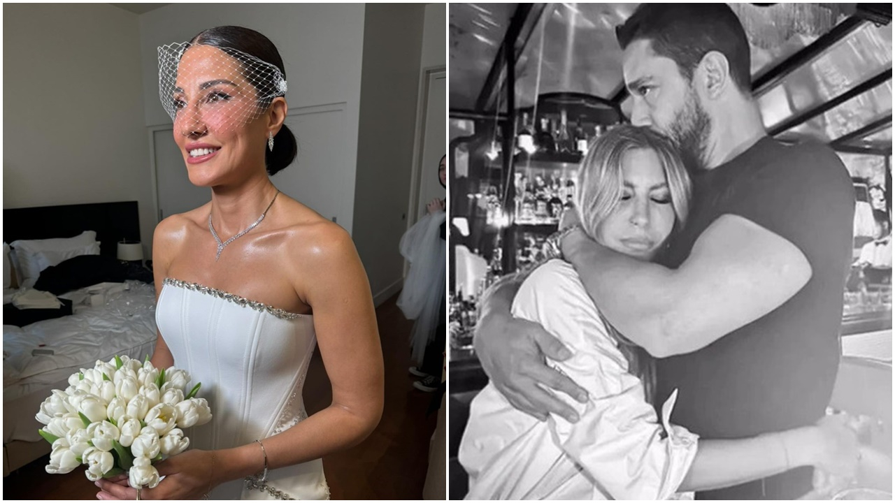 Düğünde ortaya çıktılar! Çağla Şıkel, eski sevgilisi Nail Gönenli ile birlikte ablasının nikah şahidi oldu