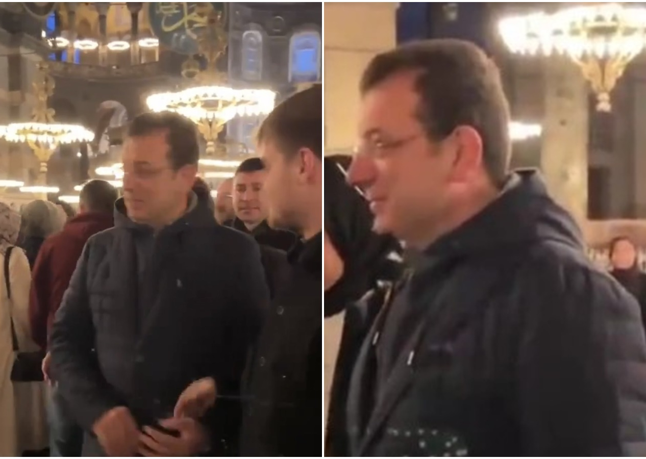 ''Ayasofya'nın ibadete açılmasına gerek yok'' diyen İmamoğlu, seçime sayılı günler kala Ayasofya'ya gitti! Eski sözleri yeniden gündem oldu