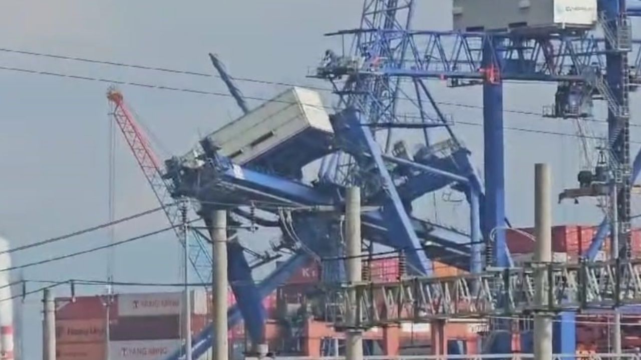 Kocaeli'de Evyapport limanında dehşet: Gemi vinçleri böyle devirdi!